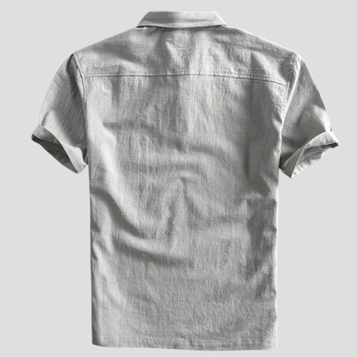 Men's Polo Shirt Linen Short Sleeve Casual Collared Golf Tee