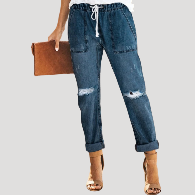 Women's Boyfriend High Waisted Ripped Jeans Distressed Loose Fit