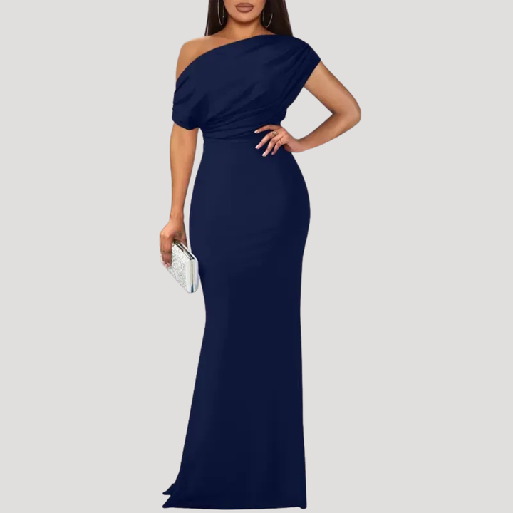 Women's Long Dress One Shoulder Bodycon Ruched Bridesmaid Cocktail