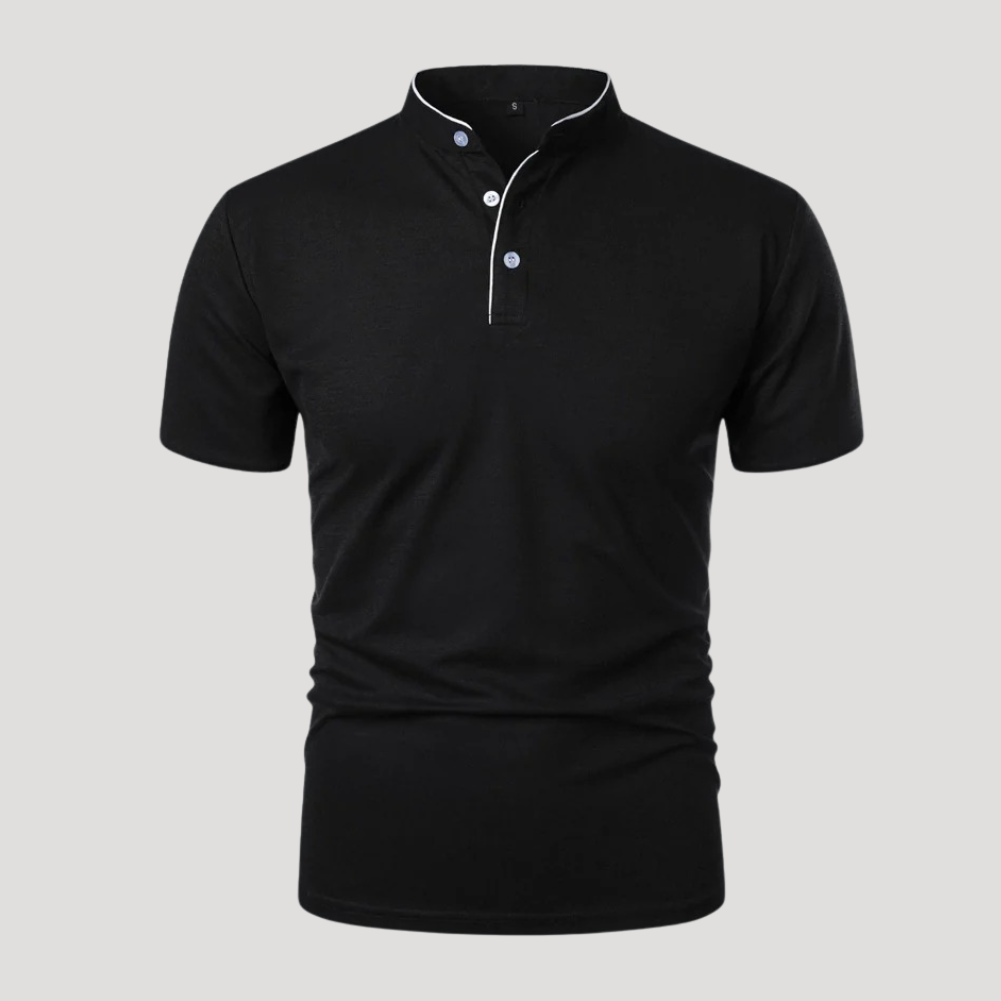 Men's Polo Shirt Mandarin Collar Short Sleeve Casual Golf Tee
