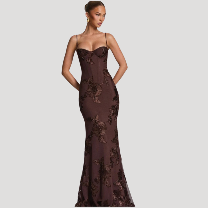 Women's Long Dress Lace Strapless Bustier Bodycon Mermaid Fit