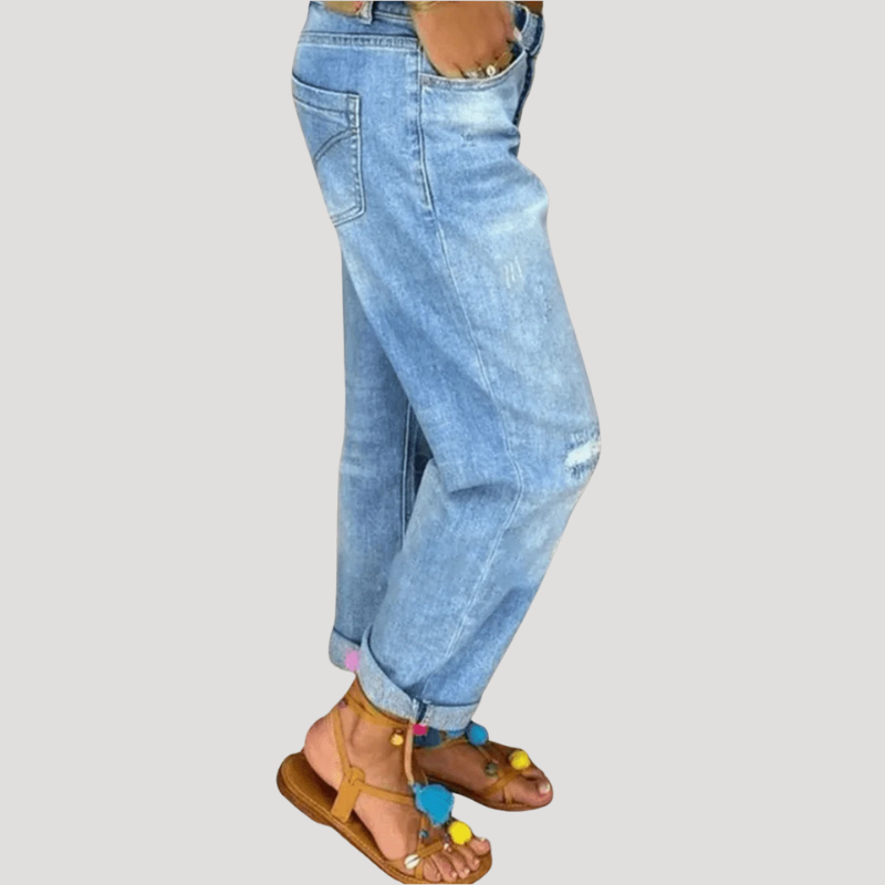 Women's Boyfriend High Waisted Ripped Jeans Loose Fit Denim Pants