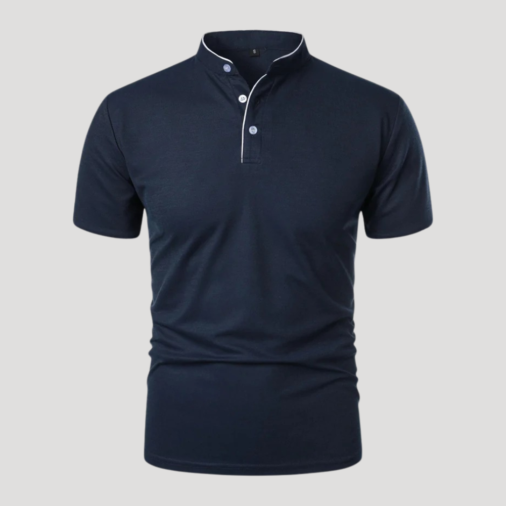 Men's Polo Shirt Mandarin Collar Short Sleeve Casual Golf Tee