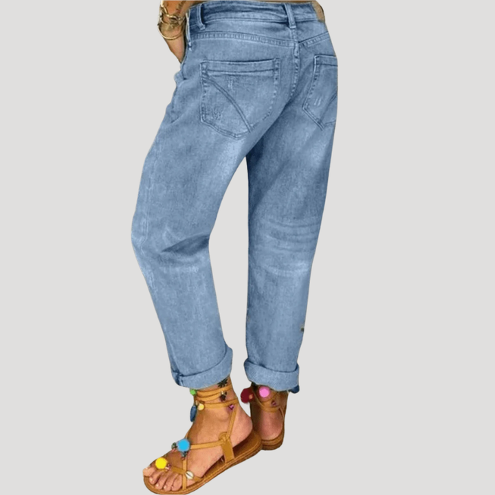 Women's Boyfriend High Waisted Ripped Jeans Loose Fit Denim Pants