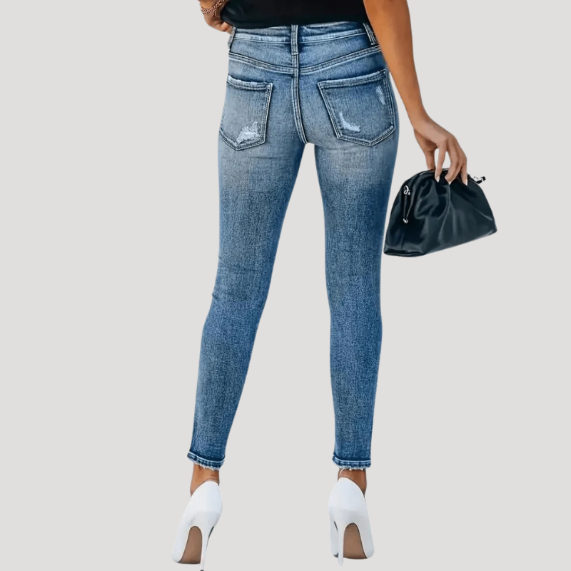 Women's Skinny High Waisted Button Fly Jeans Slim Fit Denim