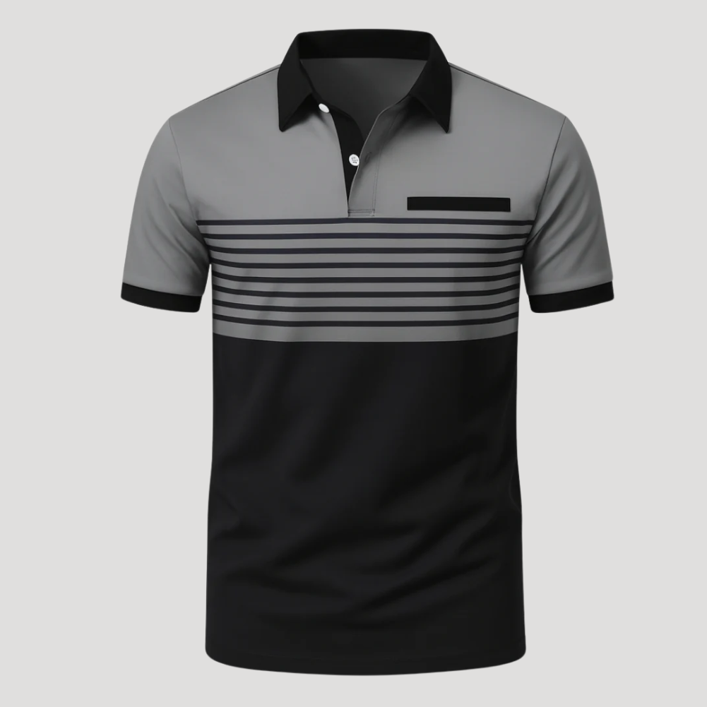 Men's Polo Shirt Striped Color Block Short Sleeve Casual Golf Tee