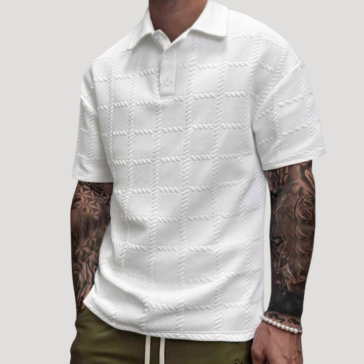 Men's Polo Shirt Textured Knitted Collared Short Sleeve