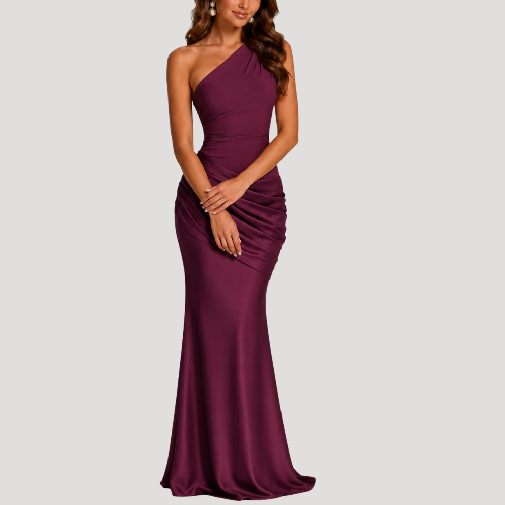 Women's Long Dress One Shoulder Bodycon Bridesmaid Gown