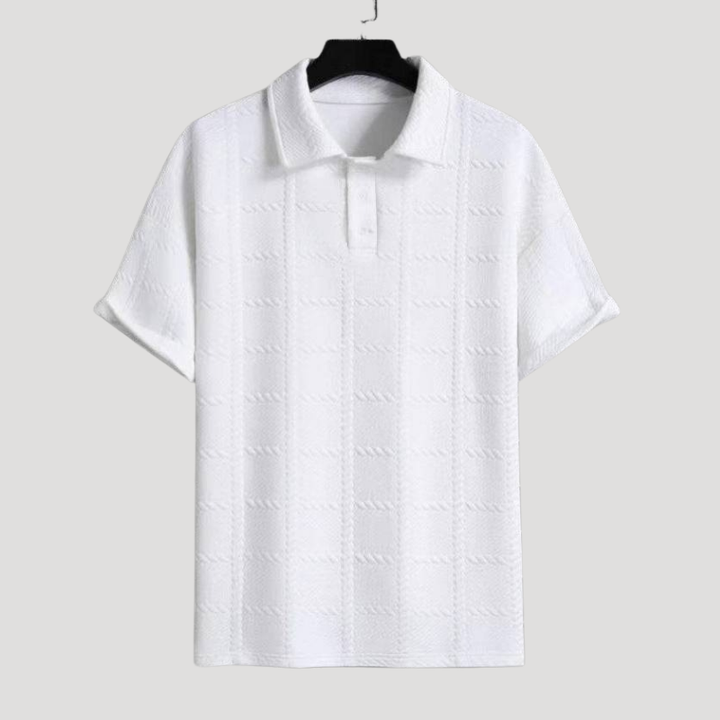 Men's Polo Shirt Textured Knitted Collared Short Sleeve