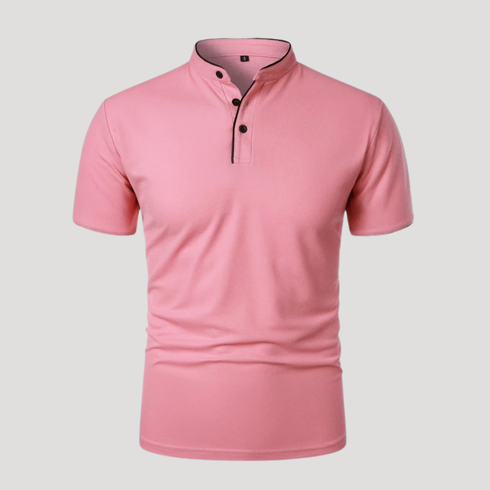 Men's Polo Shirt Mandarin Collar Short Sleeve Casual Golf Tee