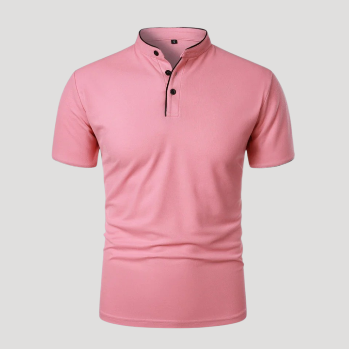 Men's Polo Shirt Mandarin Collar Short Sleeve Casual Golf Tee