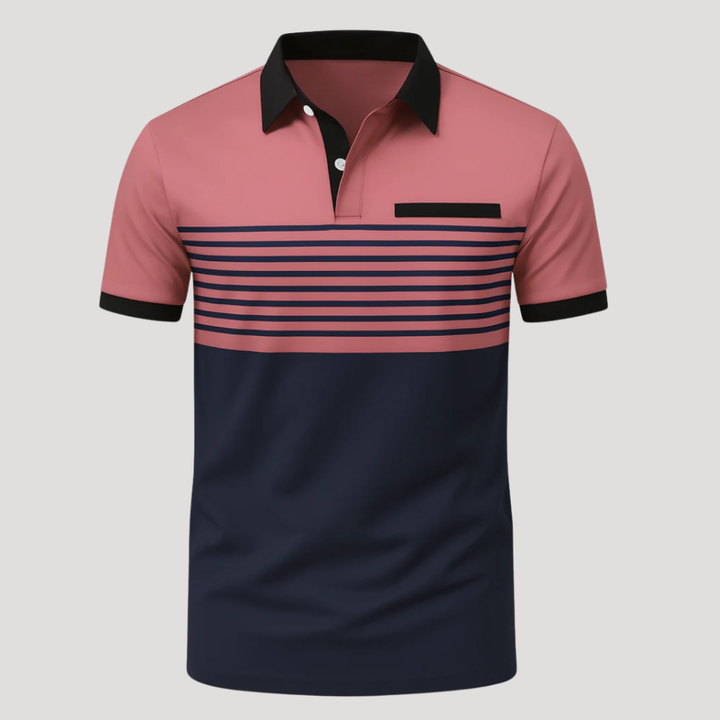 Men's Polo Shirt Striped Color Block Short Sleeve Casual Golf Tee
