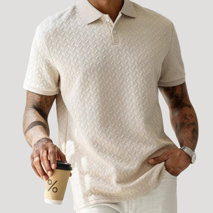 Men's Polo Shirt Textured Knitted Collared Short Sleeve