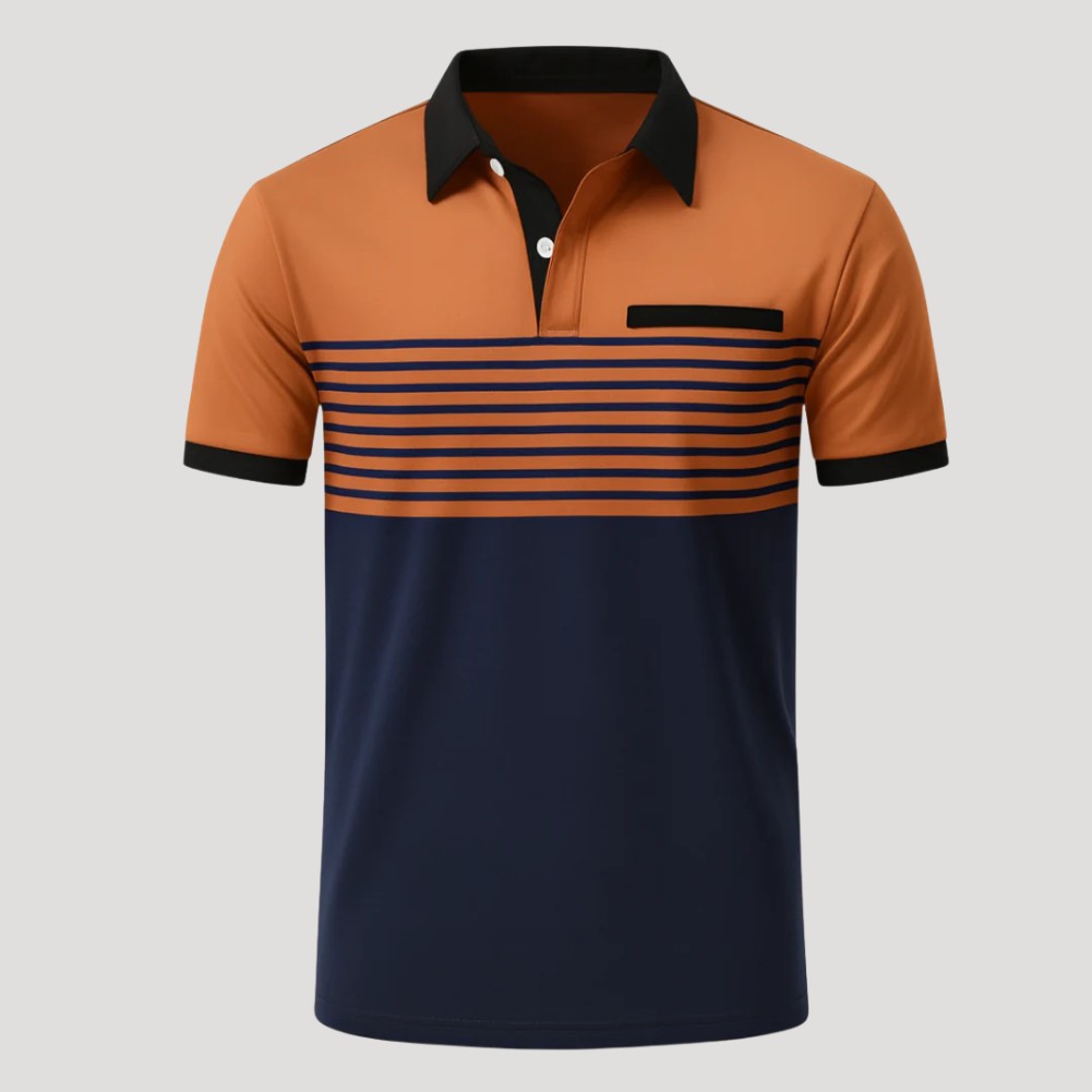 Men's Polo Shirt Striped Color Block Short Sleeve Casual Golf Tee