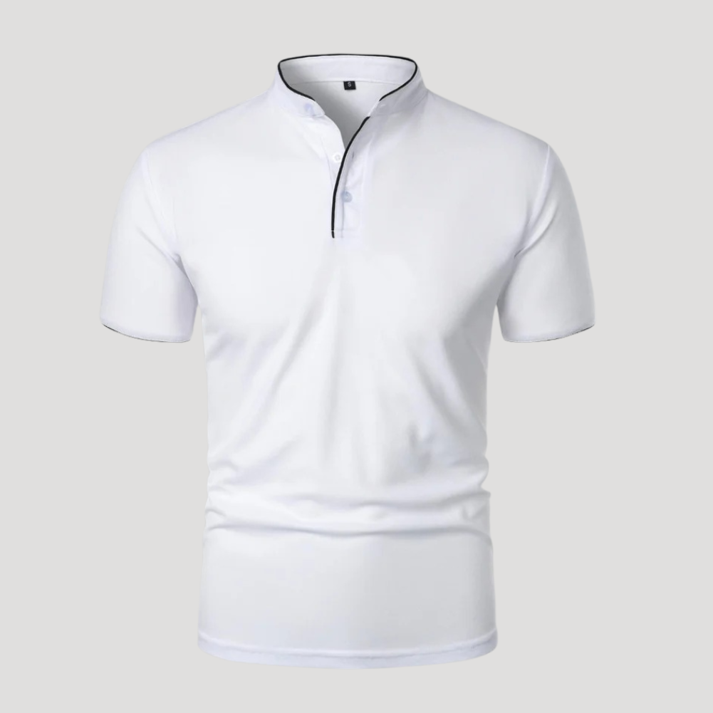 Men's Polo Shirt Mandarin Collar Short Sleeve Casual Golf Tee