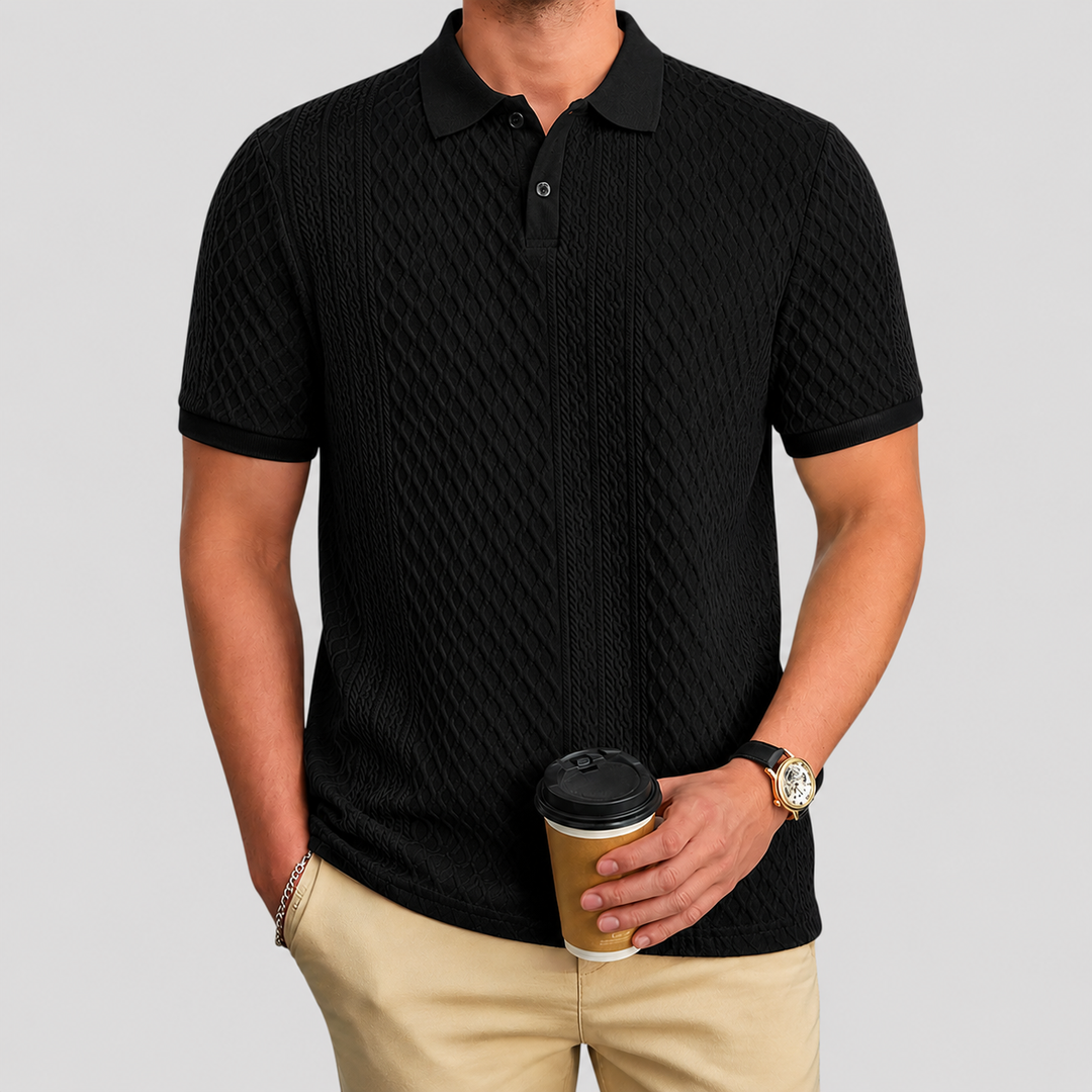 Men's Polo Shirt Textured Polo Knitted Polo Short Sleeve