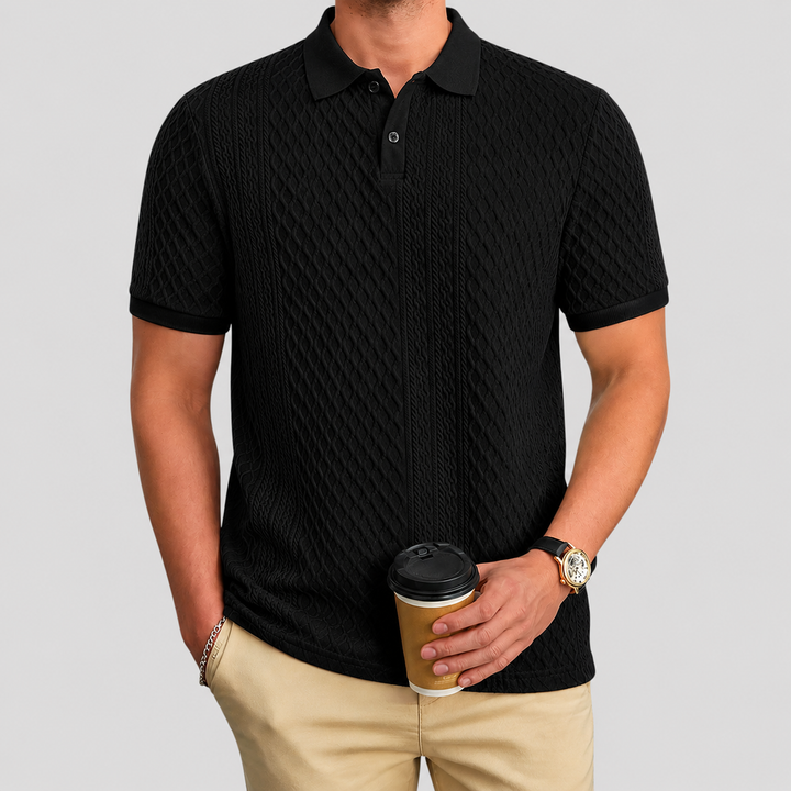 Men's Polo Shirt Textured Polo Knitted Polo Short Sleeve
