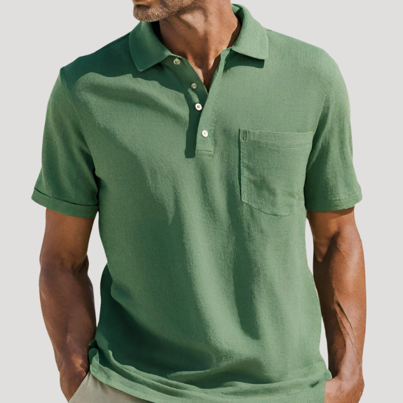Men's Polo Shirt Pocket Collared Shirt Short Sleeve