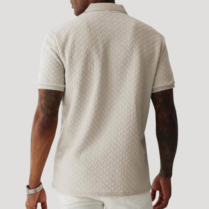 Men's Polo Shirt Textured Knitted Collared Short Sleeve
